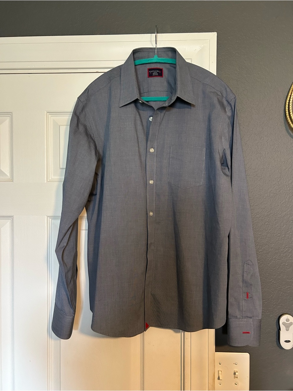UNTUCKit Men's Blue-Gray Long Sleeve Dress Shirt